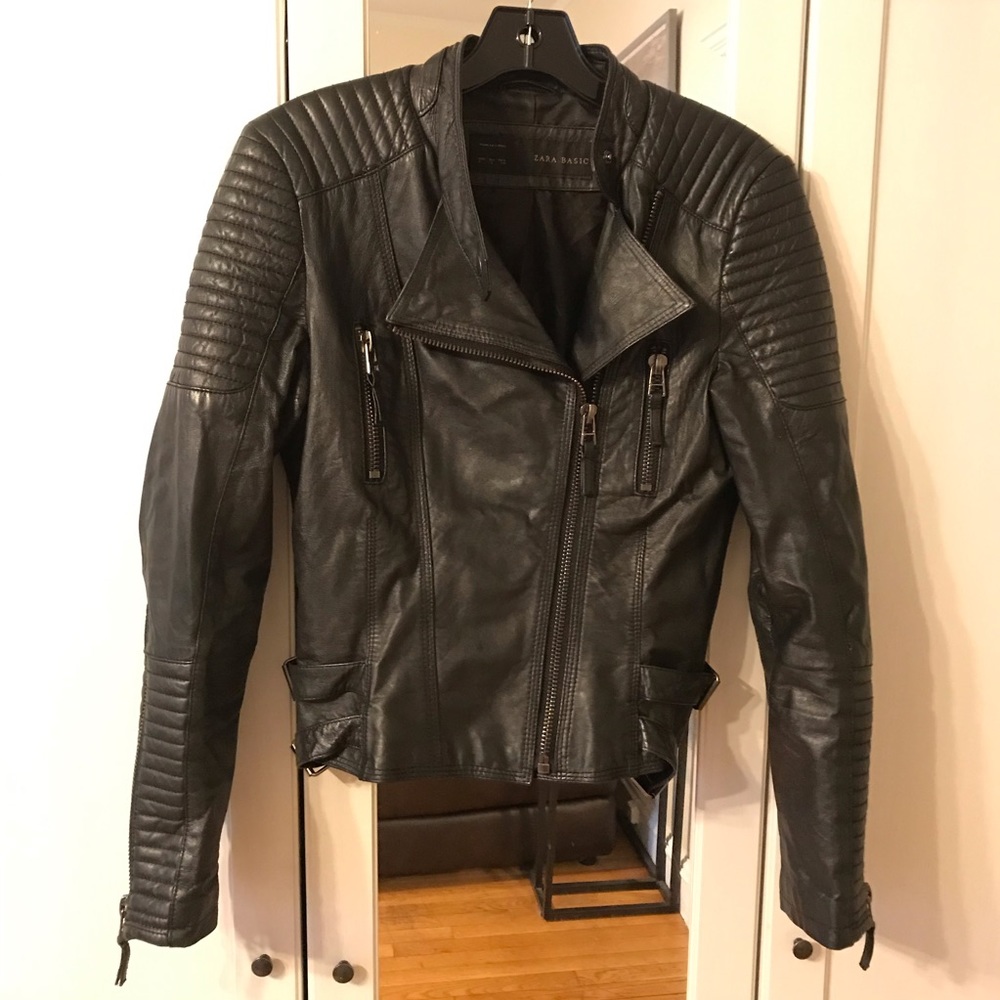 Zara leather biker jacket
